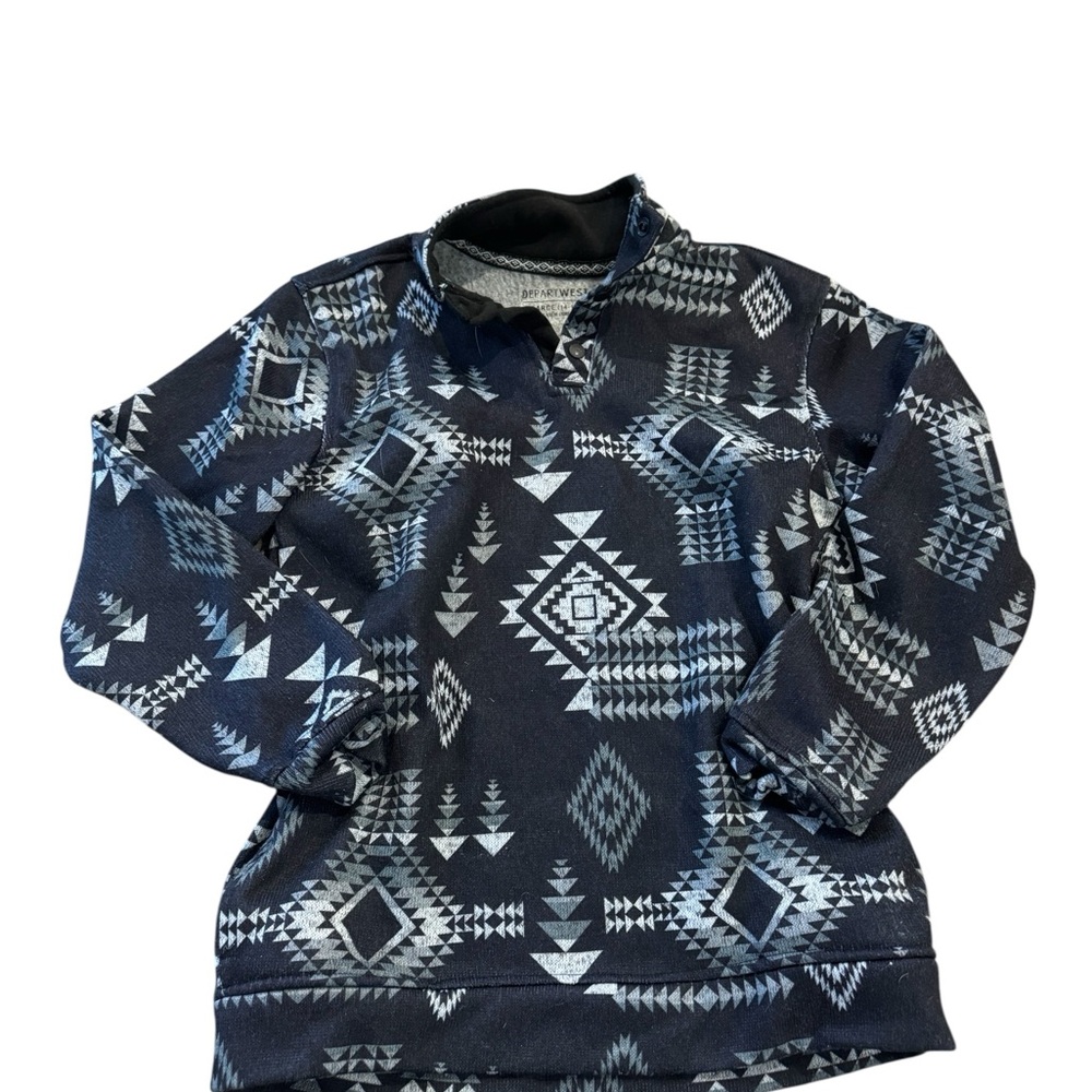 Boys Geometric Pattern Sweater - Navy and Gray